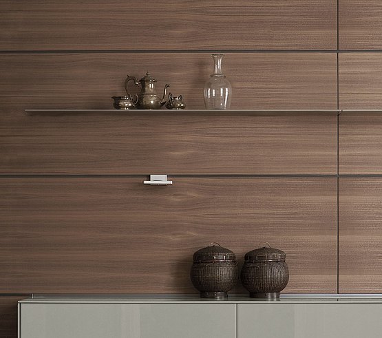 Functional rear wall with wood veneer 